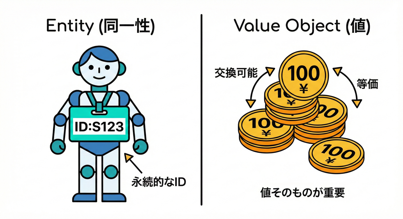 イメージ:Entity(正体)とValueObject(値)