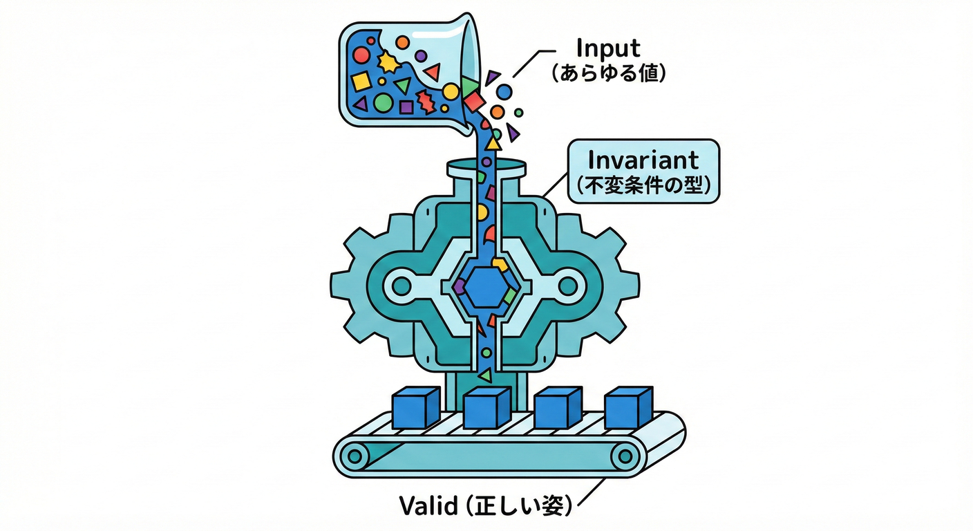 イメージ:不変条件という「型」(正しい姿だけを通す)