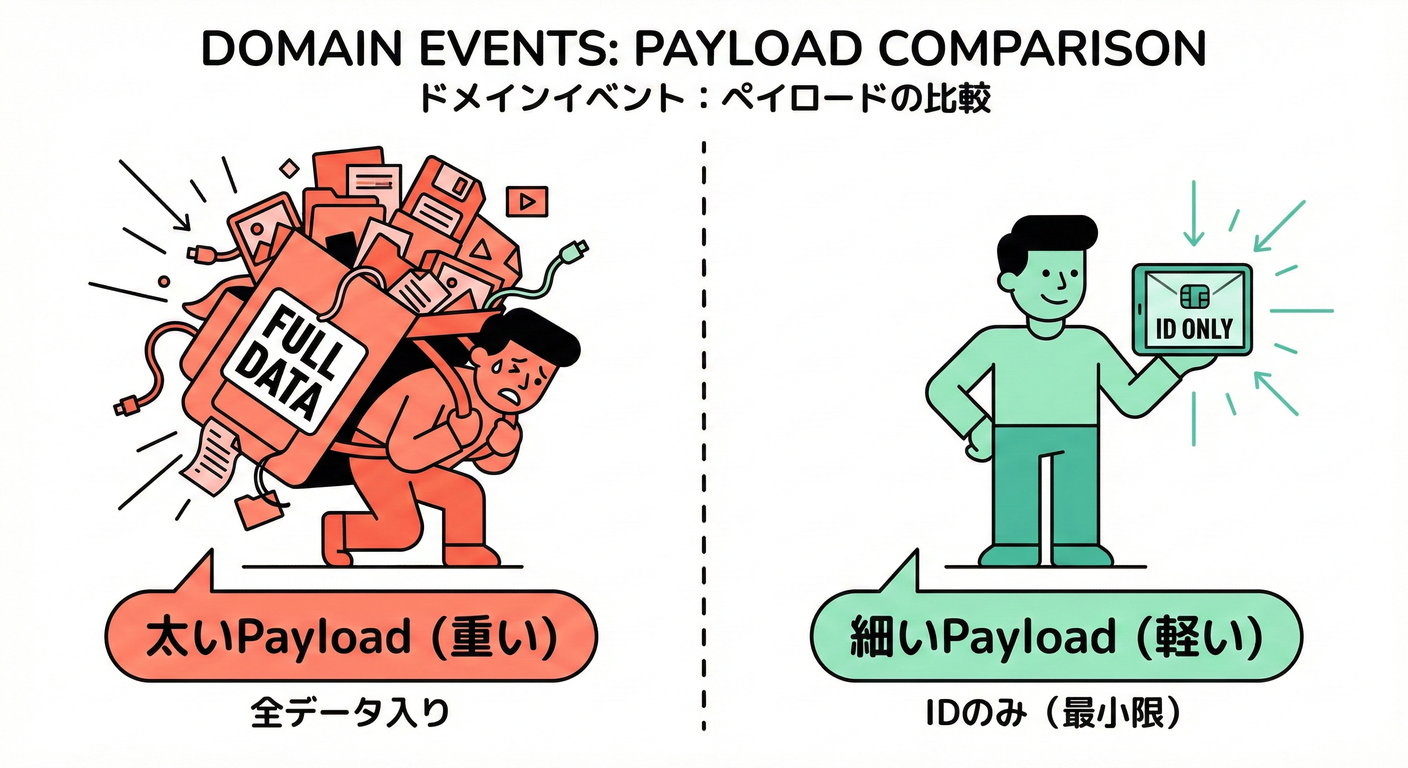 Payload 設計:太い情報(持ちすぎ)と薄い情報(最小限)の比較
