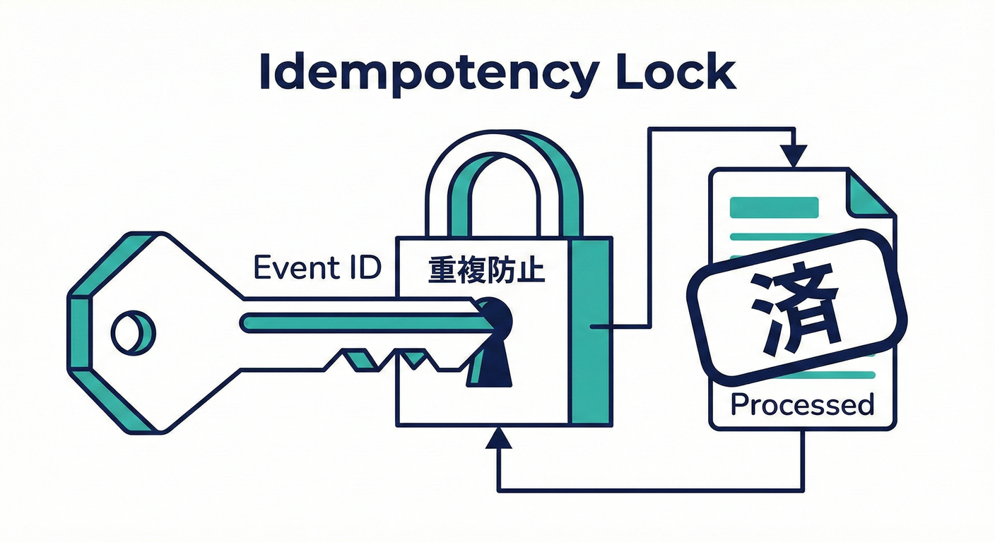 べき等性の確保:イベントIDによる重複処理のブロック