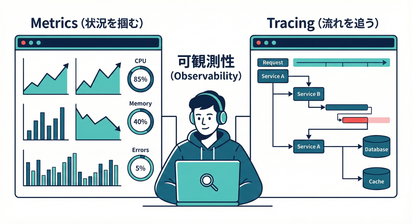 メトリクス(数字の統計)とトレース(個別の追跡)の使い分け
