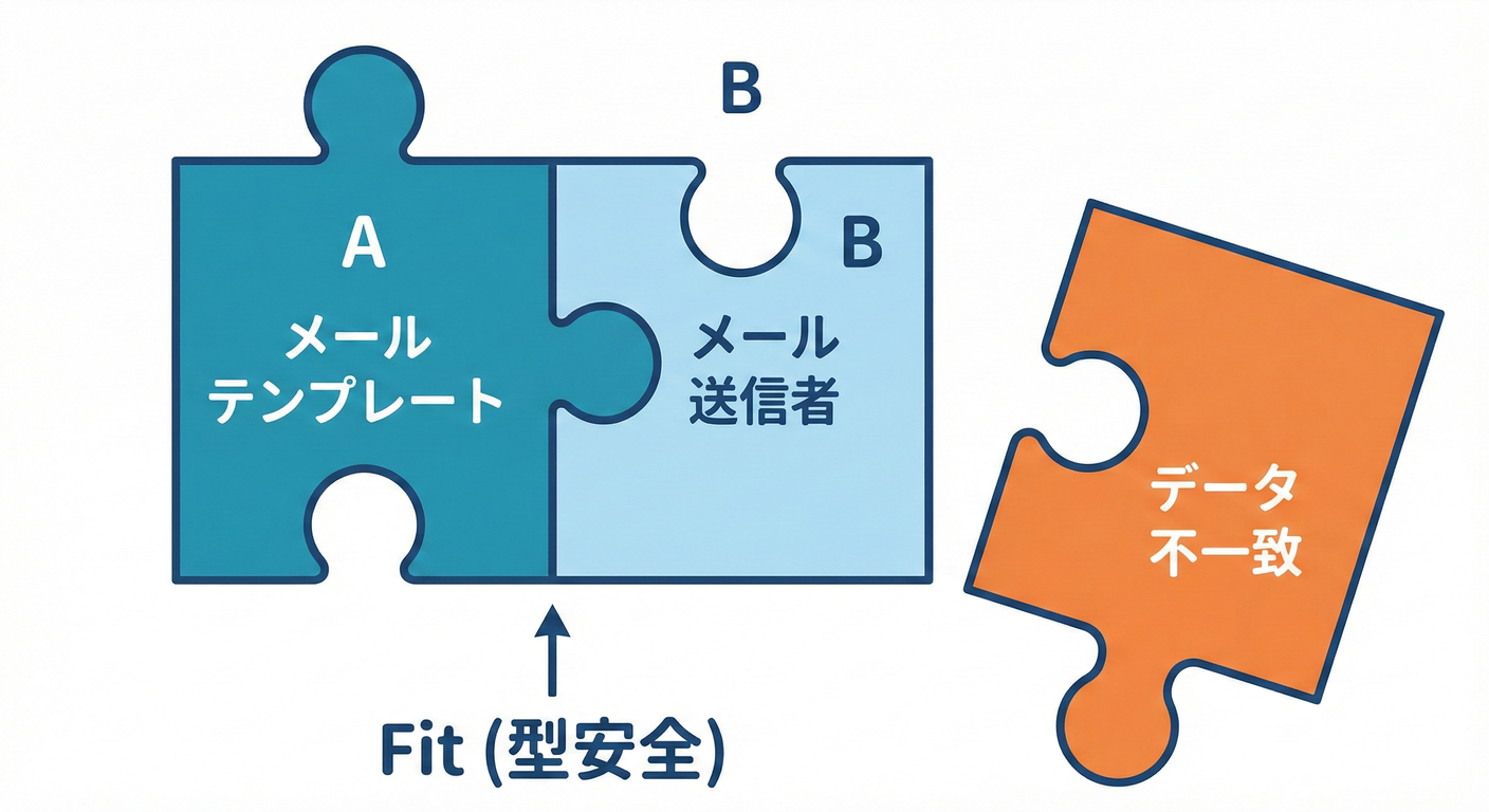 正しい組み合わせしかハマらないパズル（型安全）。