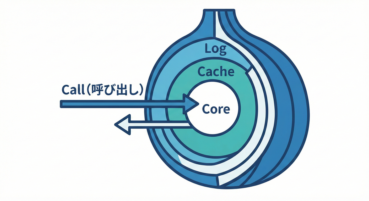 玉ねぎ構造(順番で通る場所が変わる)。