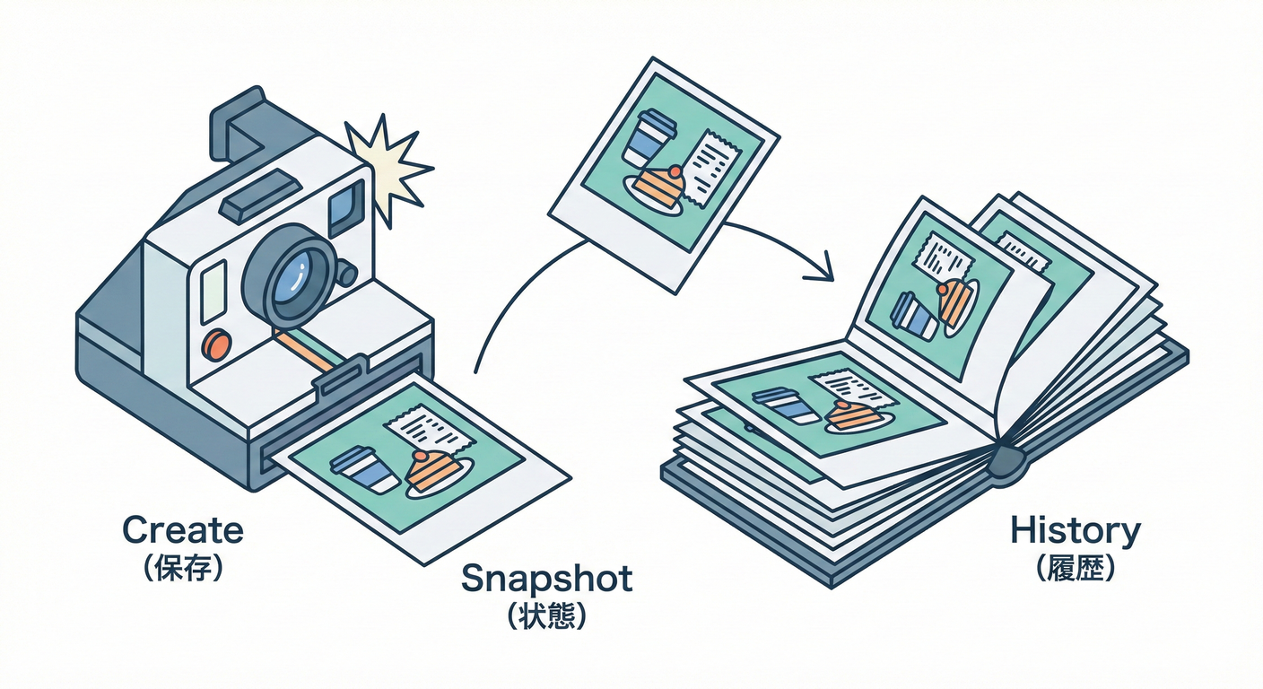 Mementoのスナップショット(カメラとアルバム)